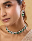 Green Zircon Choker Necklace Set