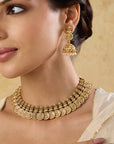 Temple Coin Jhumki Necklace Set