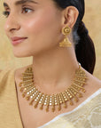Temple Jhumki Necklace Set