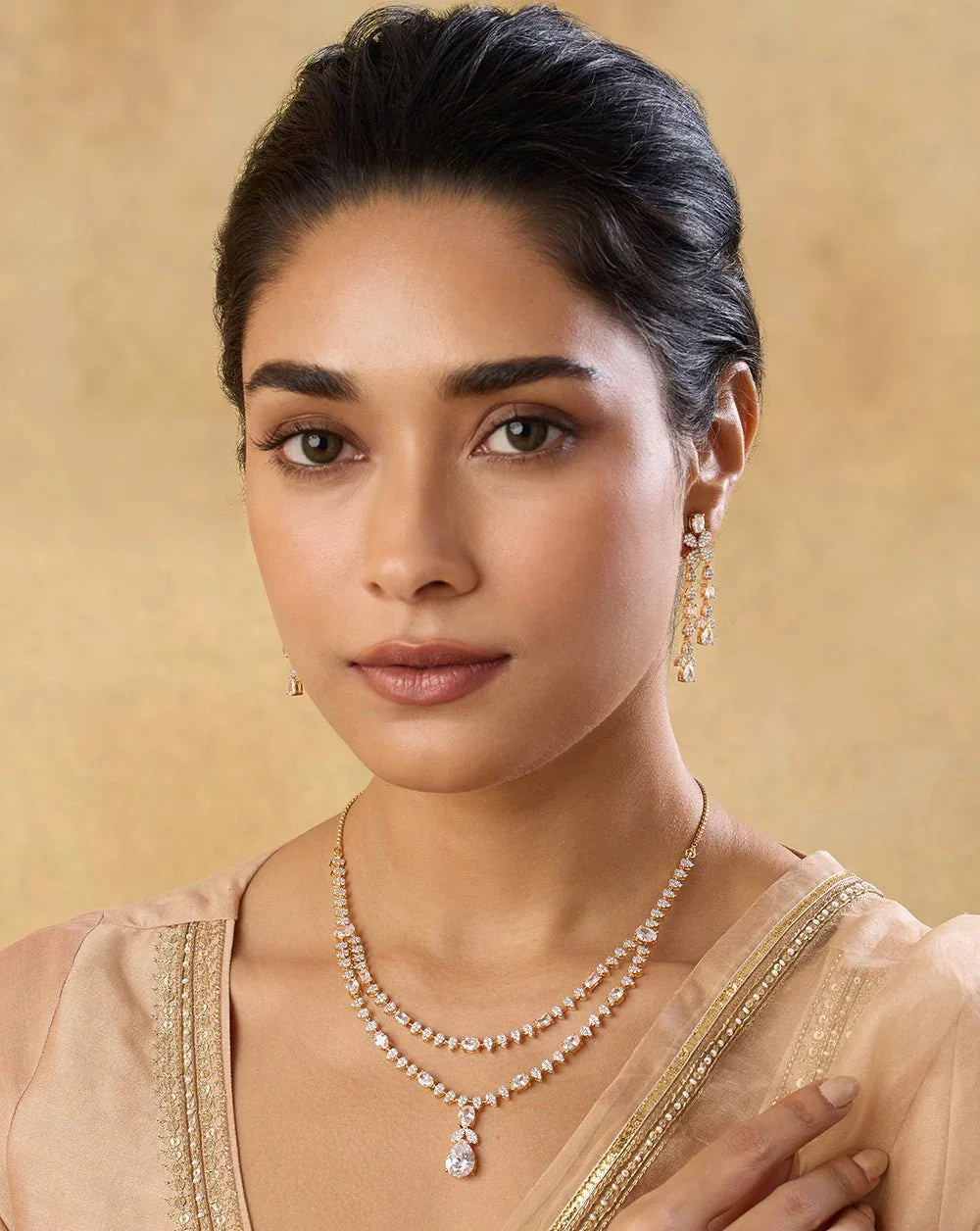 Zircon Layered Necklace Set