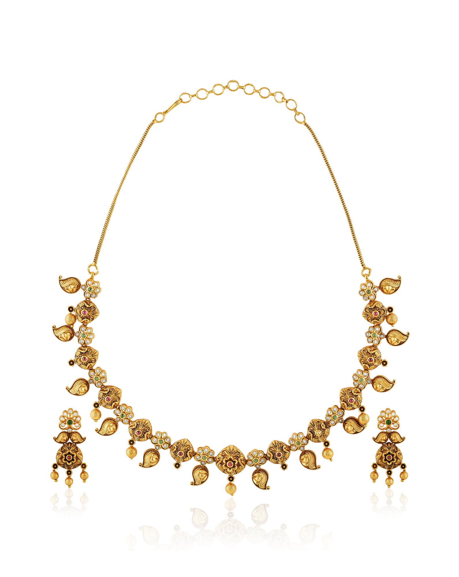 Baasra Green And Pink Necklace Set