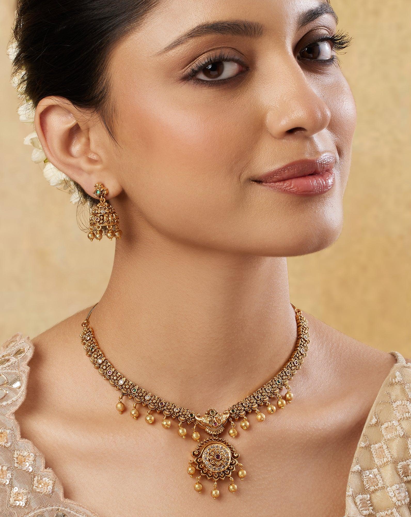Rozi Jhumki Necklace Set