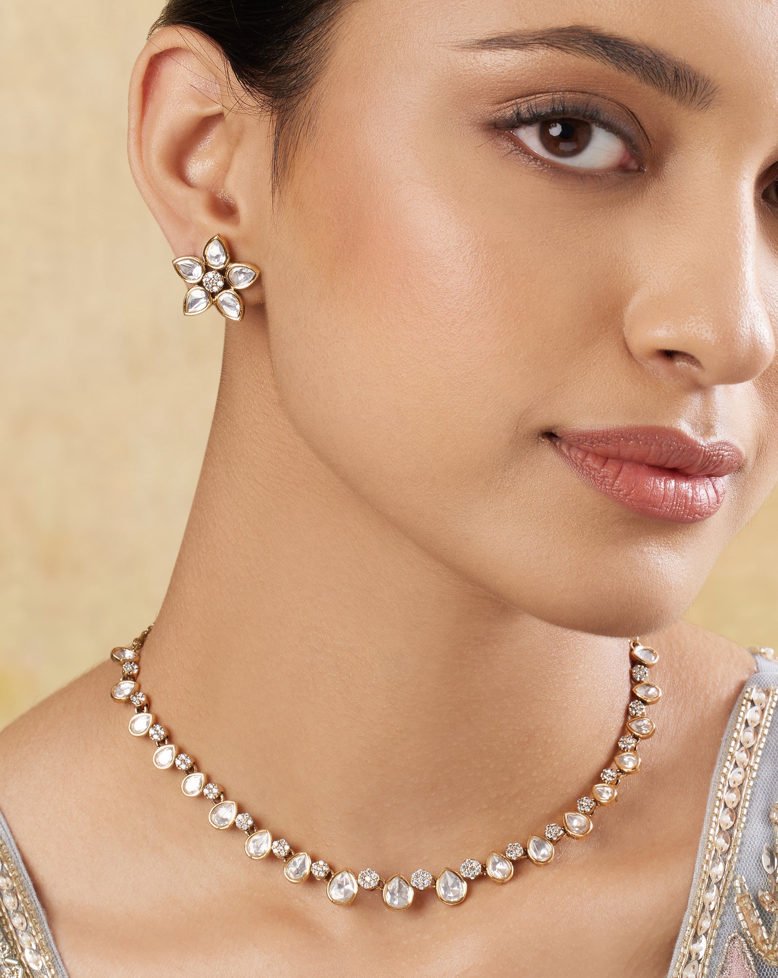Zheena Kundan Polki Necklace Set