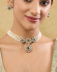 Emerald Pearl Kundan Gold Necklace Set