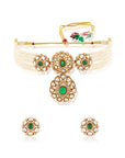 Emerald Pearl Kundan Gold Necklace Set