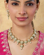 Jadau Emerald Round Gold Necklace Set