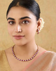 Kundan Ruby Gold Tennis Necklace Set
