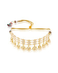White Pearl Tassel Kundan Gold Necklace Set