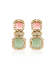 Kundan Polki Pink Mint Gold Necklace Set