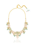 Kundan Polki Green Pink Gold Necklace Set