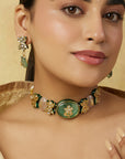 Mint Kundan Polki Choker Gold Necklace Set