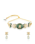 Mint Kundan Polki Choker Gold Necklace Set