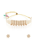 Pearl White Kundan Polki Gold Necklace Set