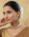 Kundan Polki Pearl Floral Gold Necklace Set