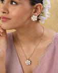 Kundan Polki Gold Floral Chain Necklace Set