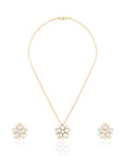 Kundan Polki Gold Floral Chain Necklace Set