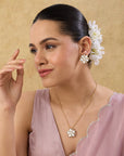 Kundan Polki Gold Floral Chain Necklace Set