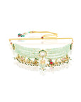 Green Festive Kundan Gold Choker Necklace Set