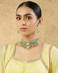 Green Festive Kundan Gold Choker Necklace Set