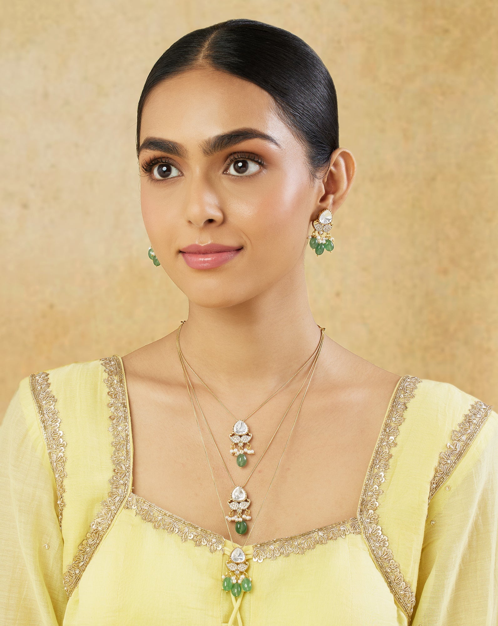 Kundan Gold Layered Necklace Set