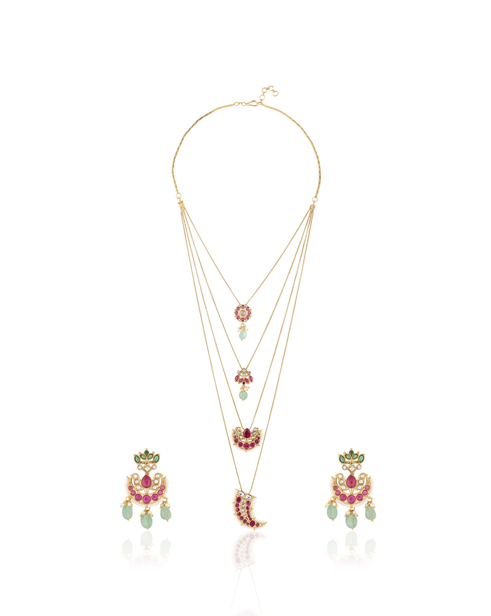 Festive Kundan Gold Layered Necklace Set