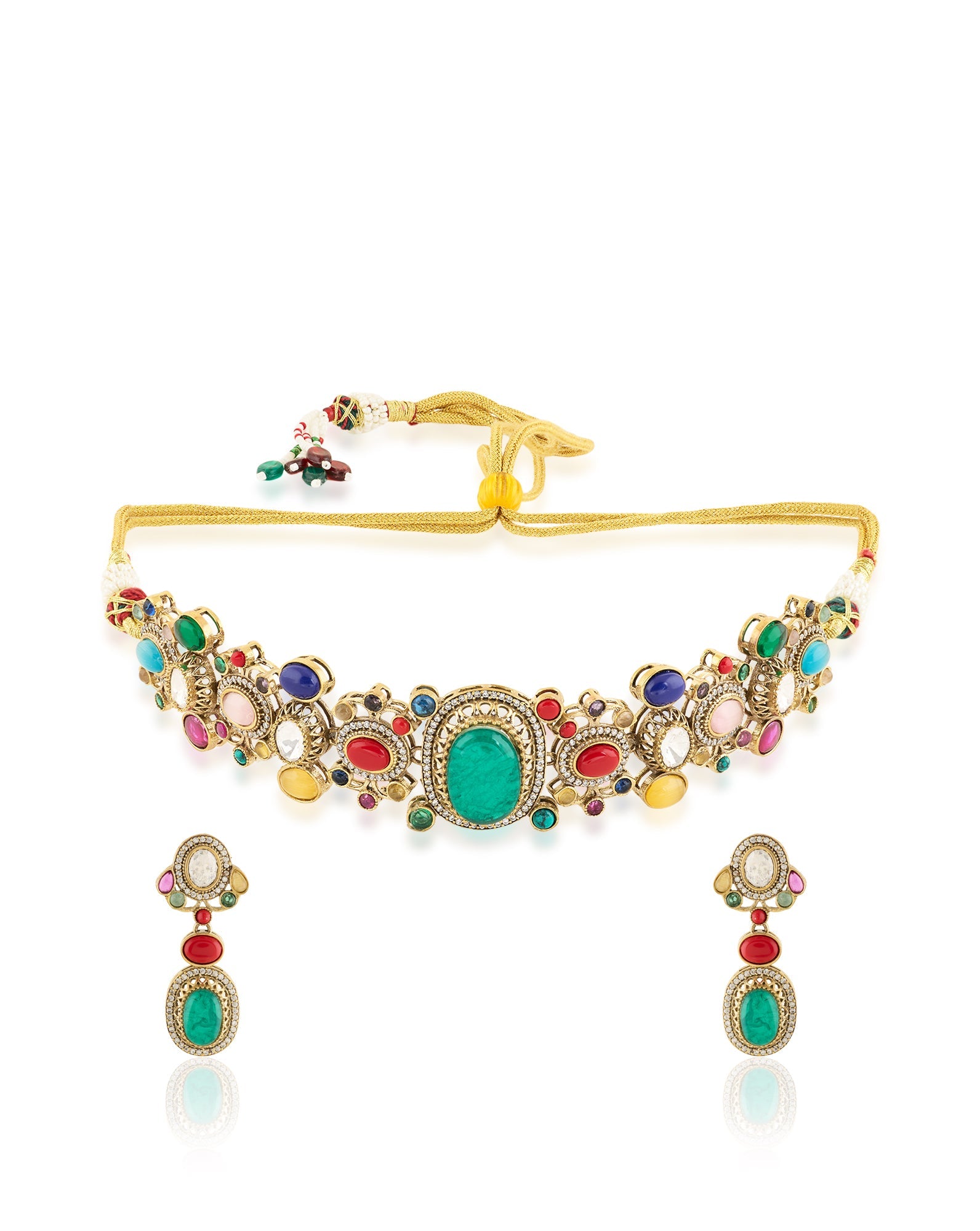 Kundan Multicolour Choker Necklace Set