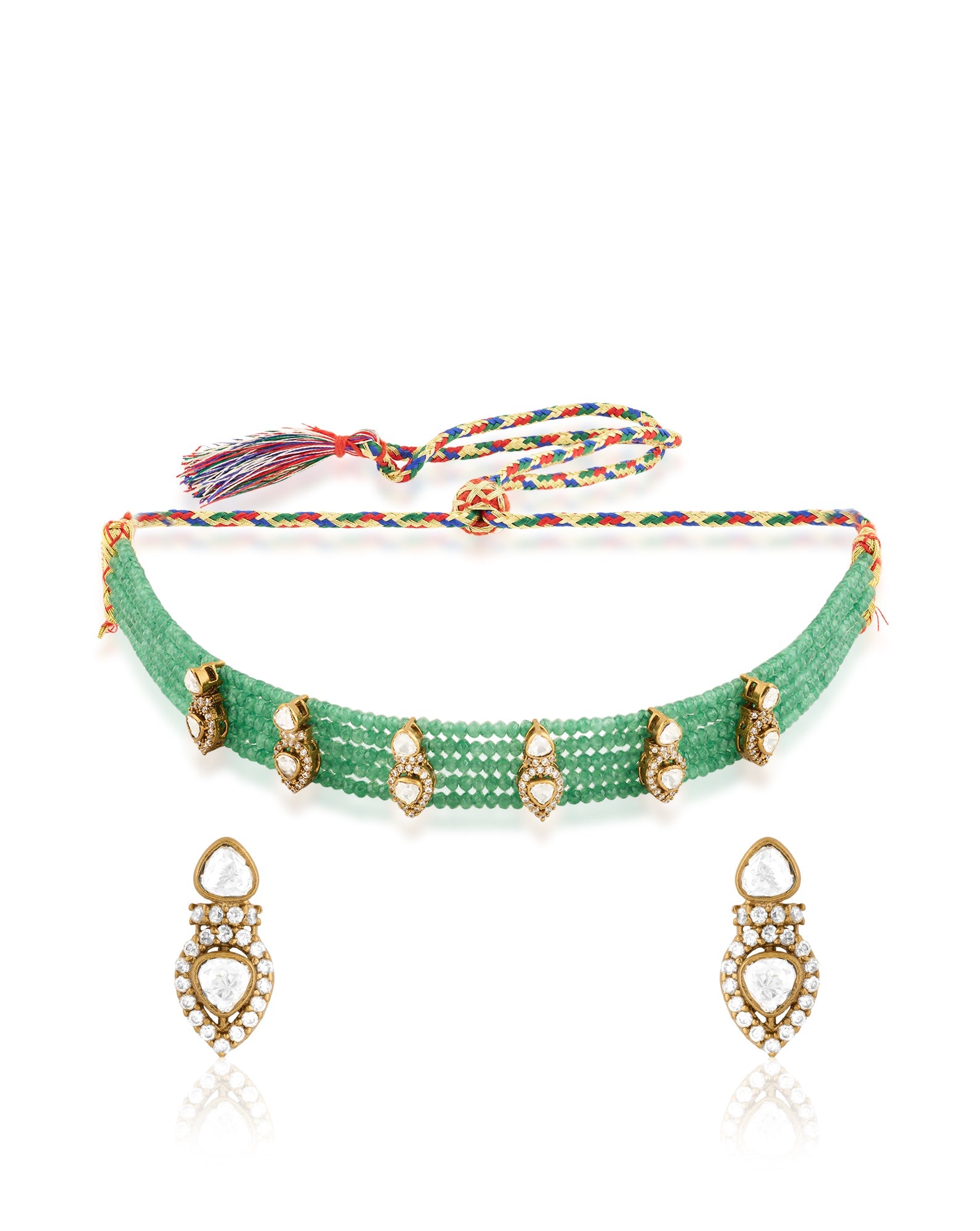 Kundan Emerald Choker Necklace Set