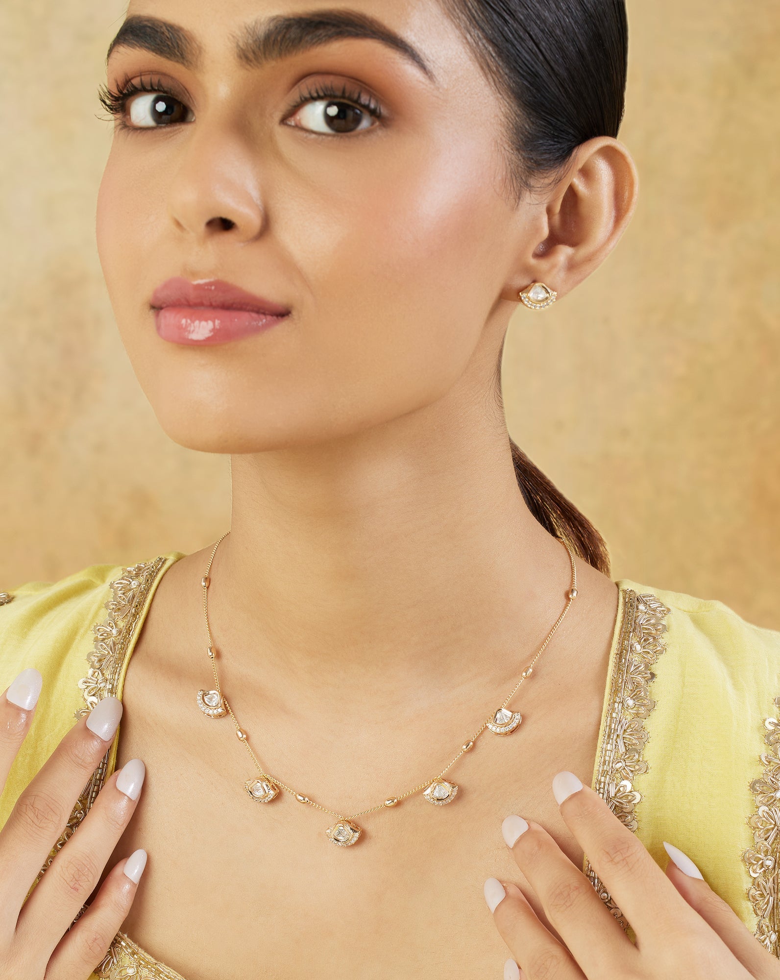 Kundan Charm Short Necklace Set