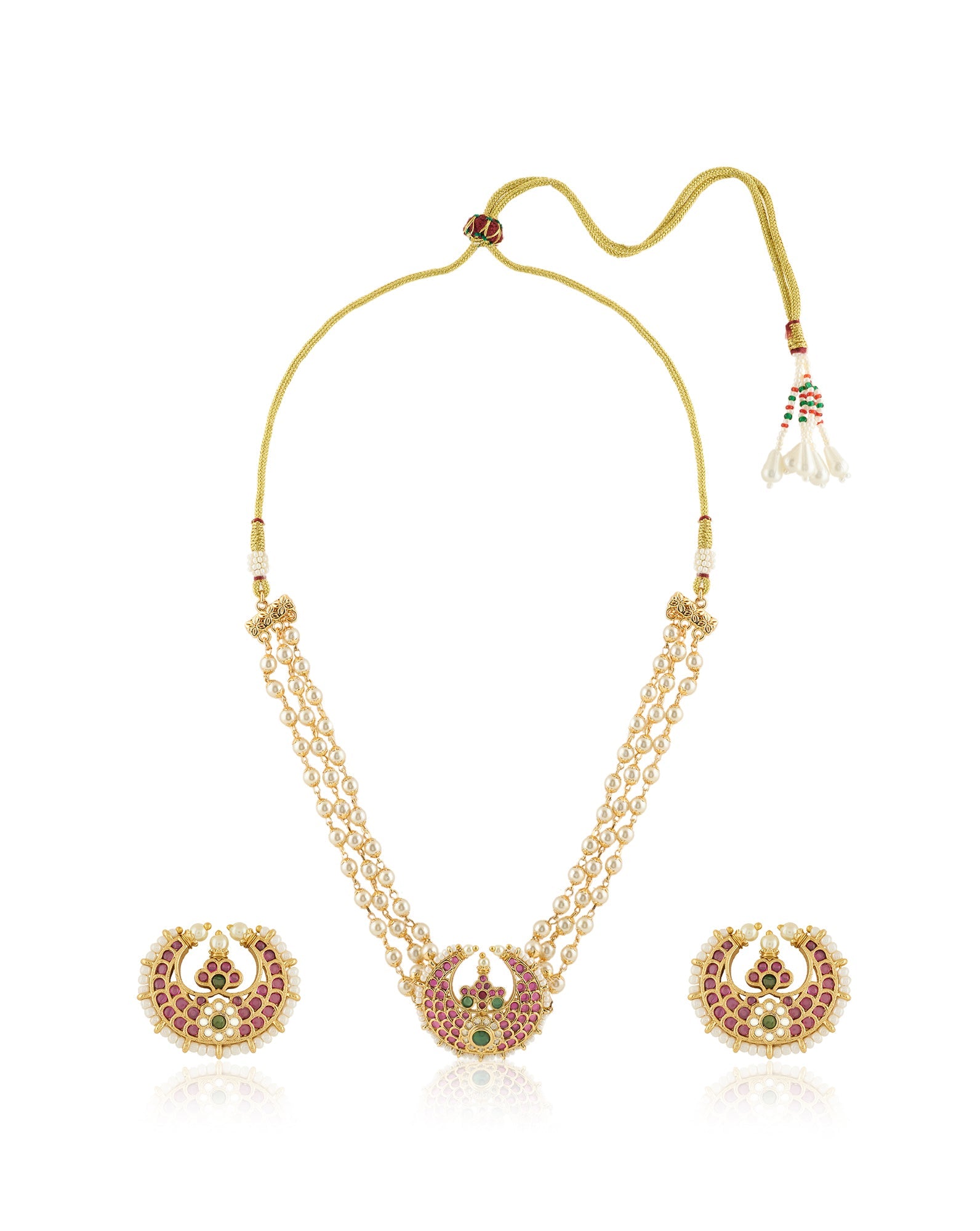 Gold Temple Ruby Choker Necklace Set