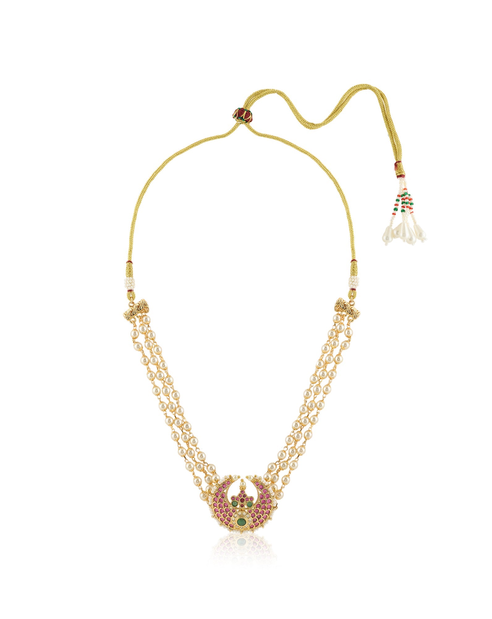 Gold Temple Ruby Choker Necklace Set