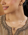 Gold Temple Charm Necklace Set