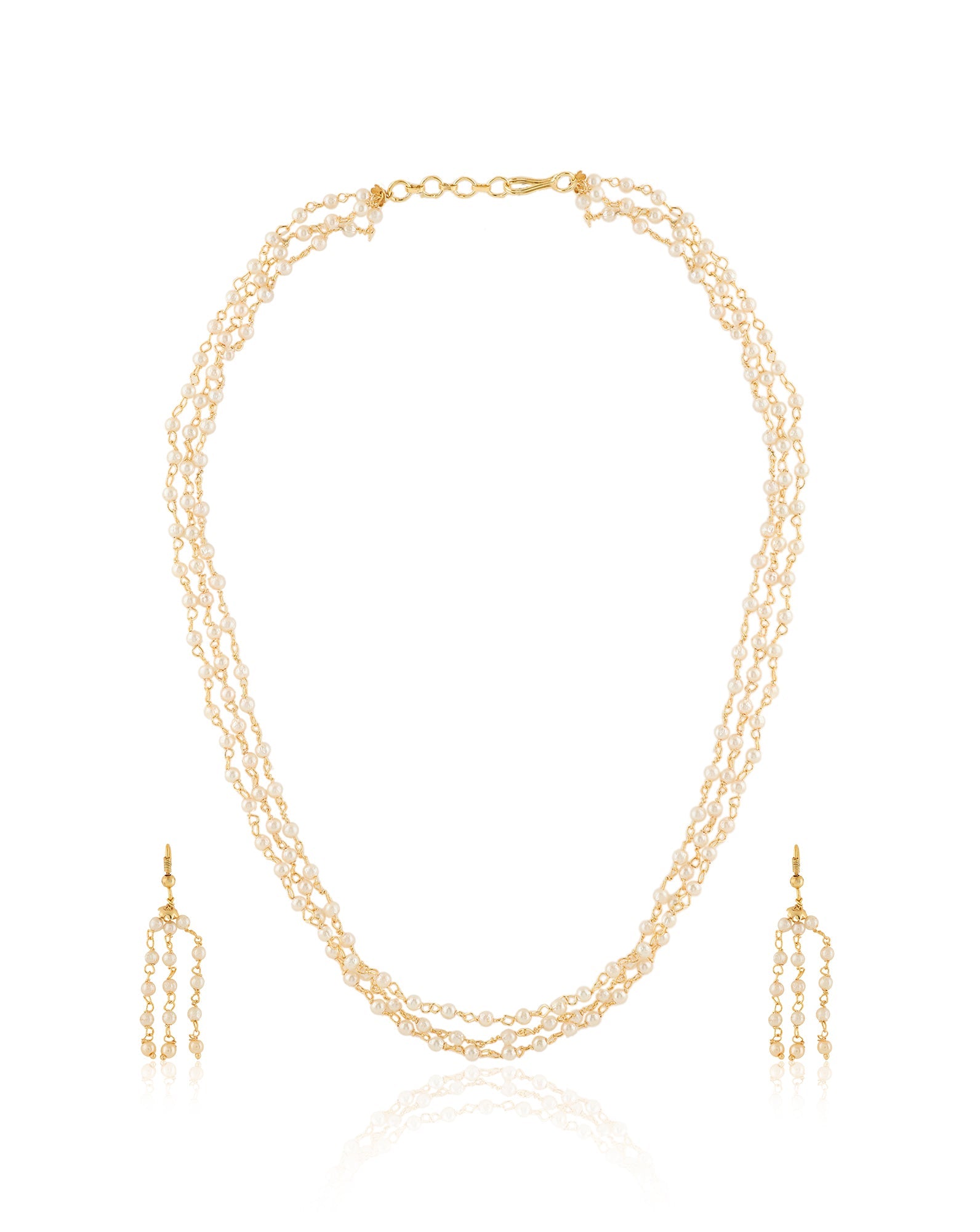 Temple Pearl Gold Necklace Set