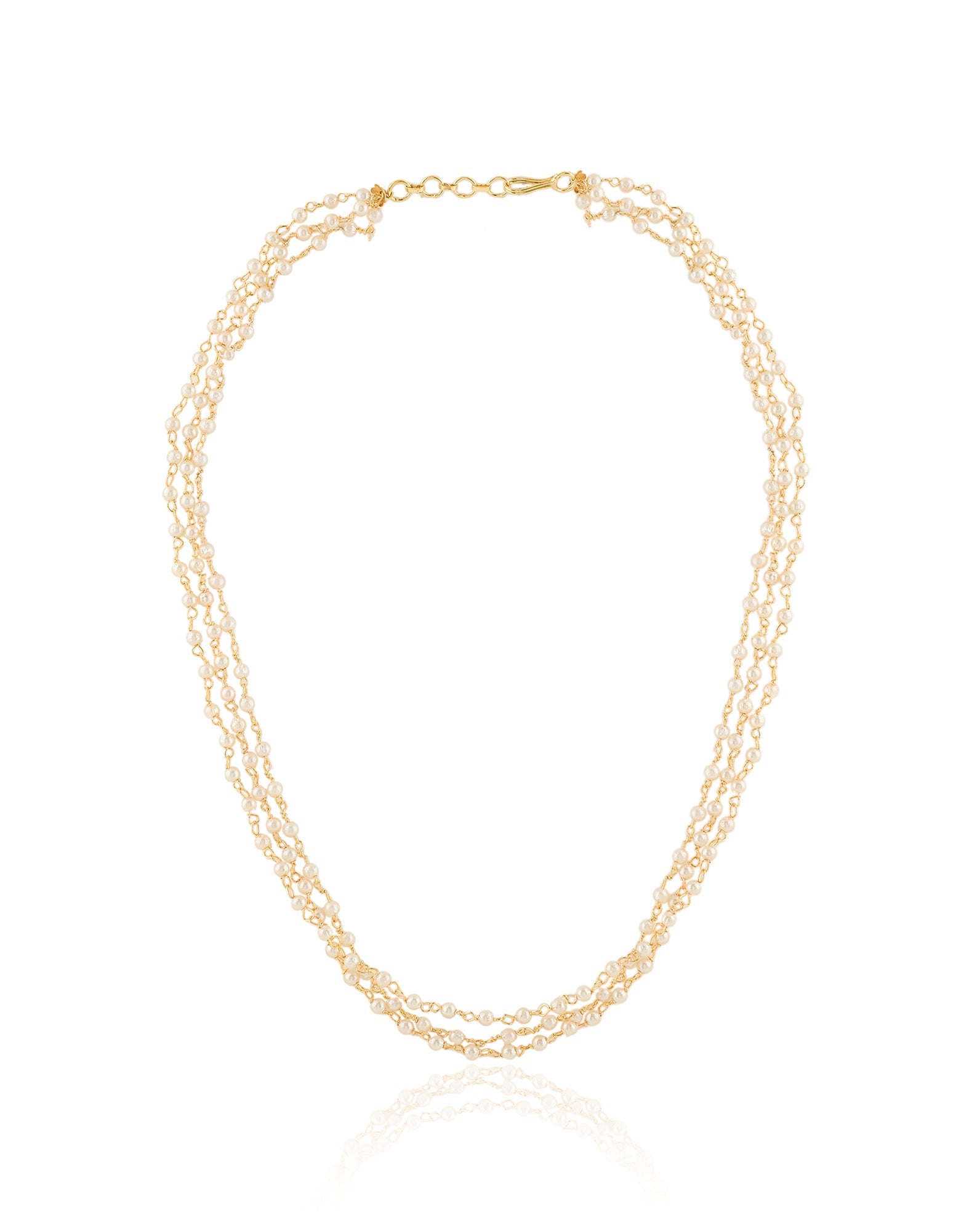 Temple Pearl Gold Necklace Set