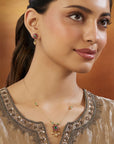 Floral Temple Gold Traditional Necklace Set