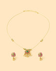 Floral Temple Gold Traditional Necklace Set