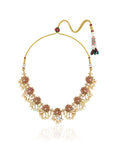 Ruby Pearl Temple Gold Necklace Set