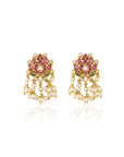 Ruby Pearl Temple Gold Necklace Set