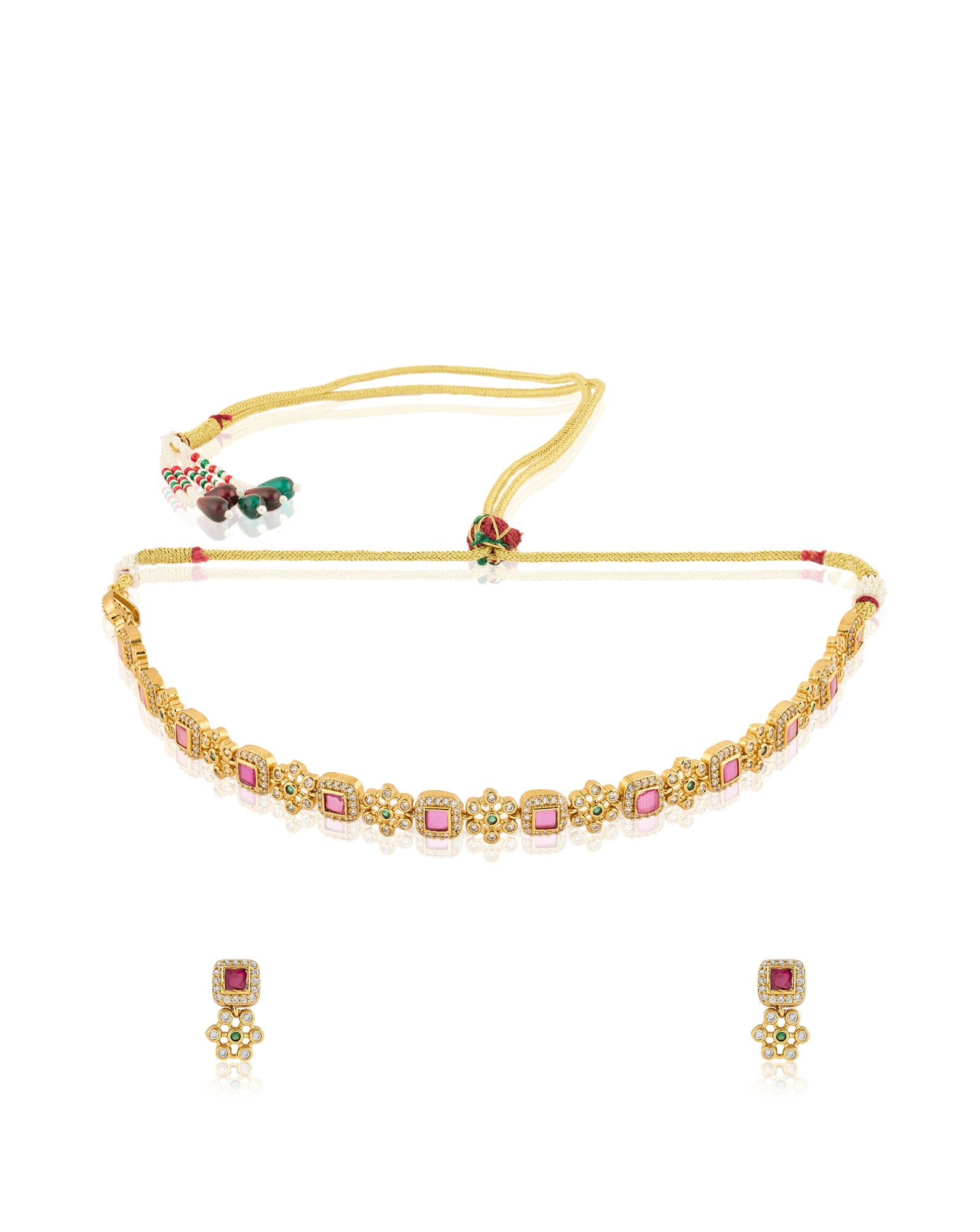 Ruby Temple Gold Necklace Set