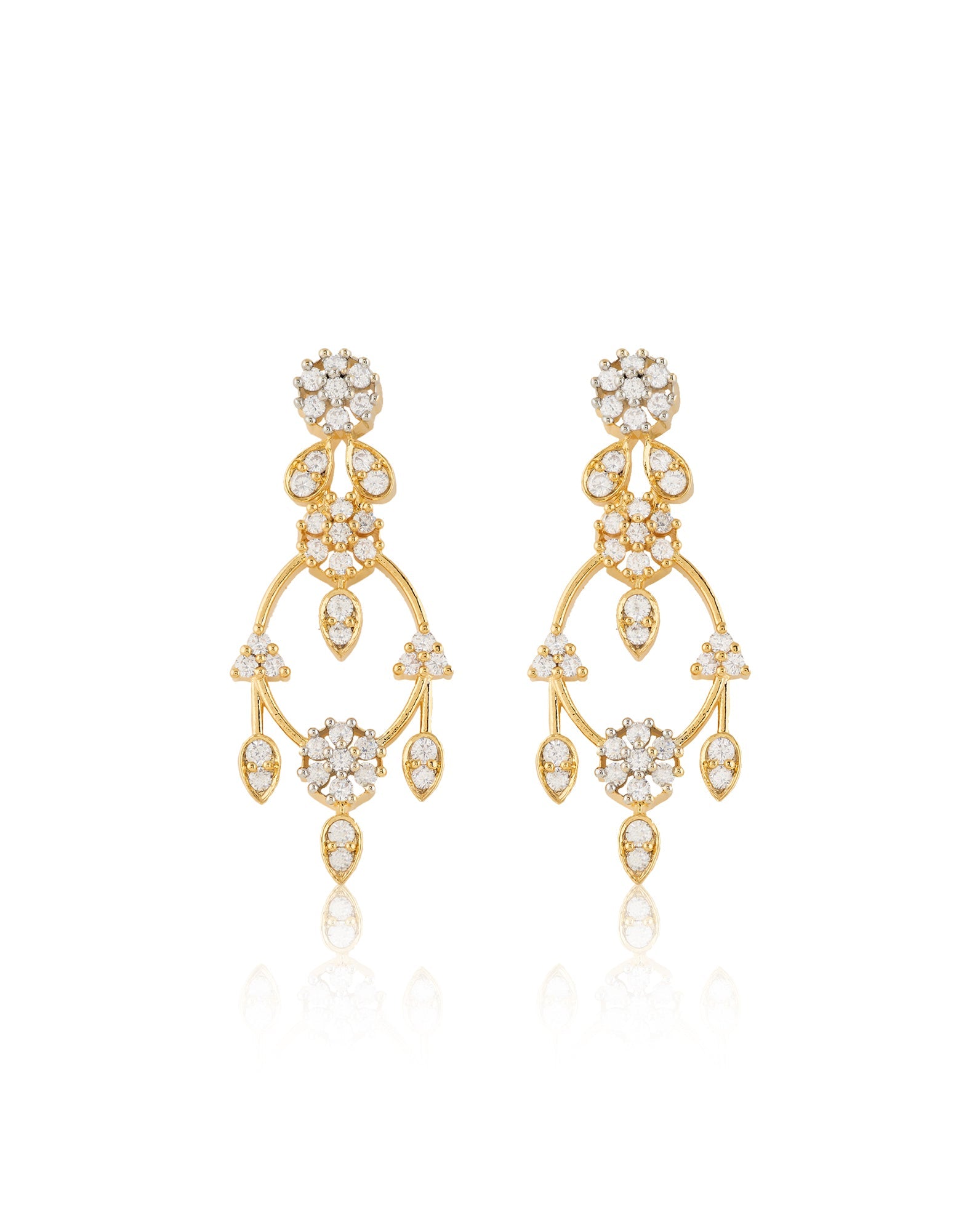 Floral Zircon Gold Necklace Set