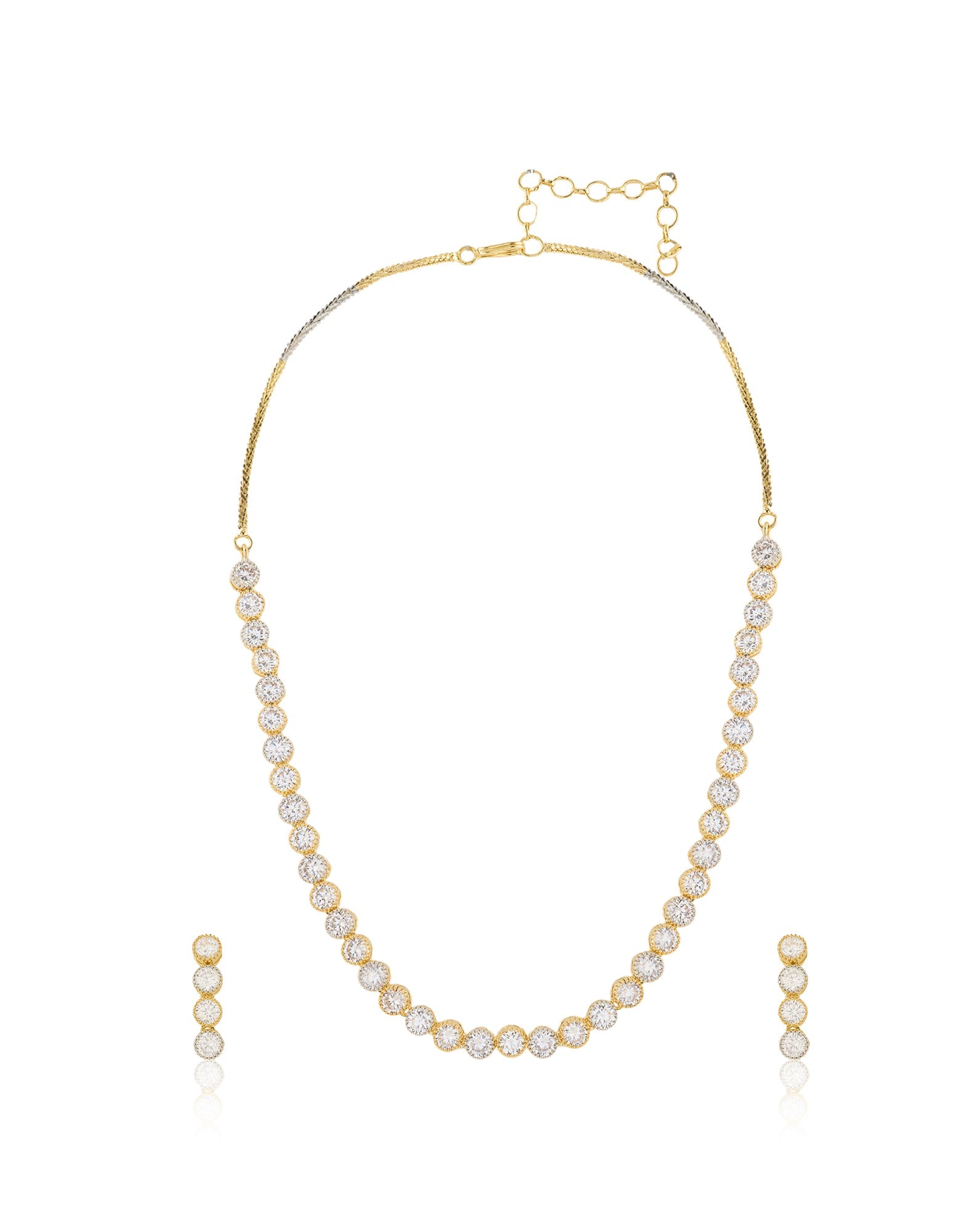 Zircon Tennis Gold Necklace Set