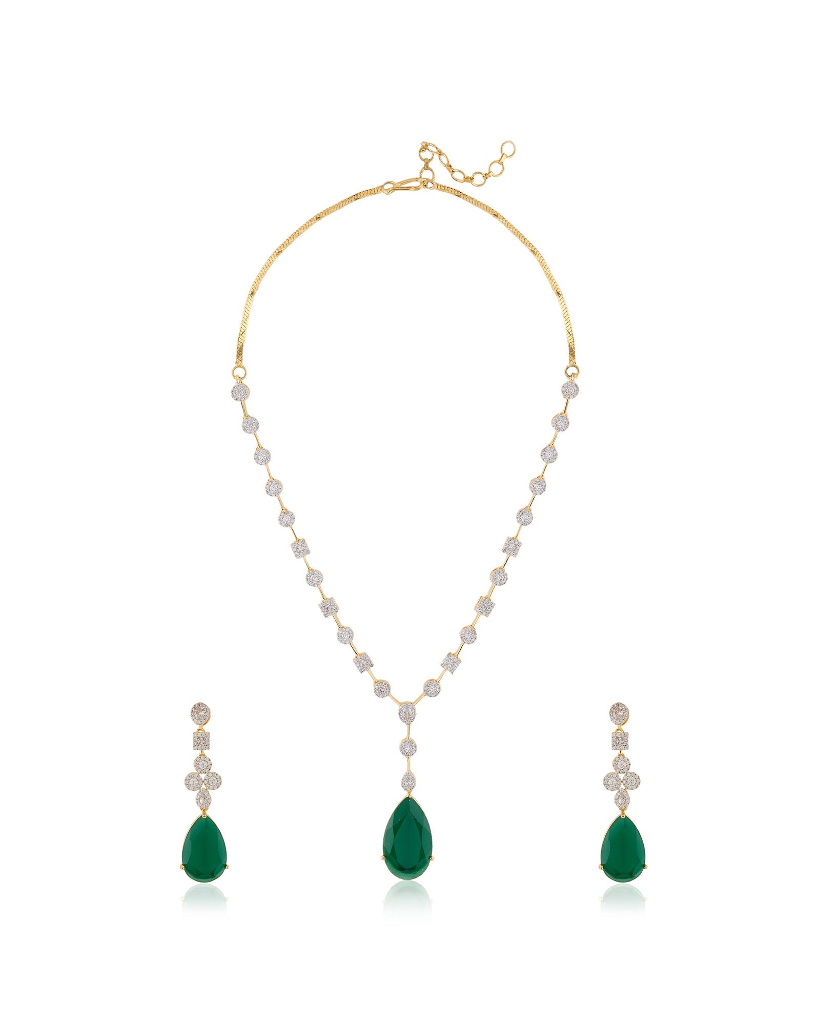 Emerald Zircon Gold Necklace Set