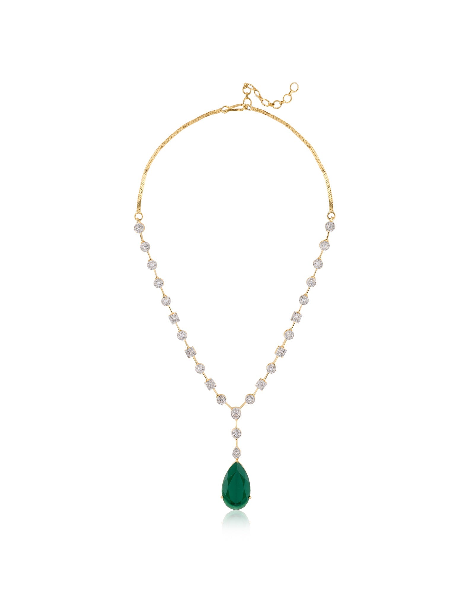 Emerald Zircon Gold Necklace Set
