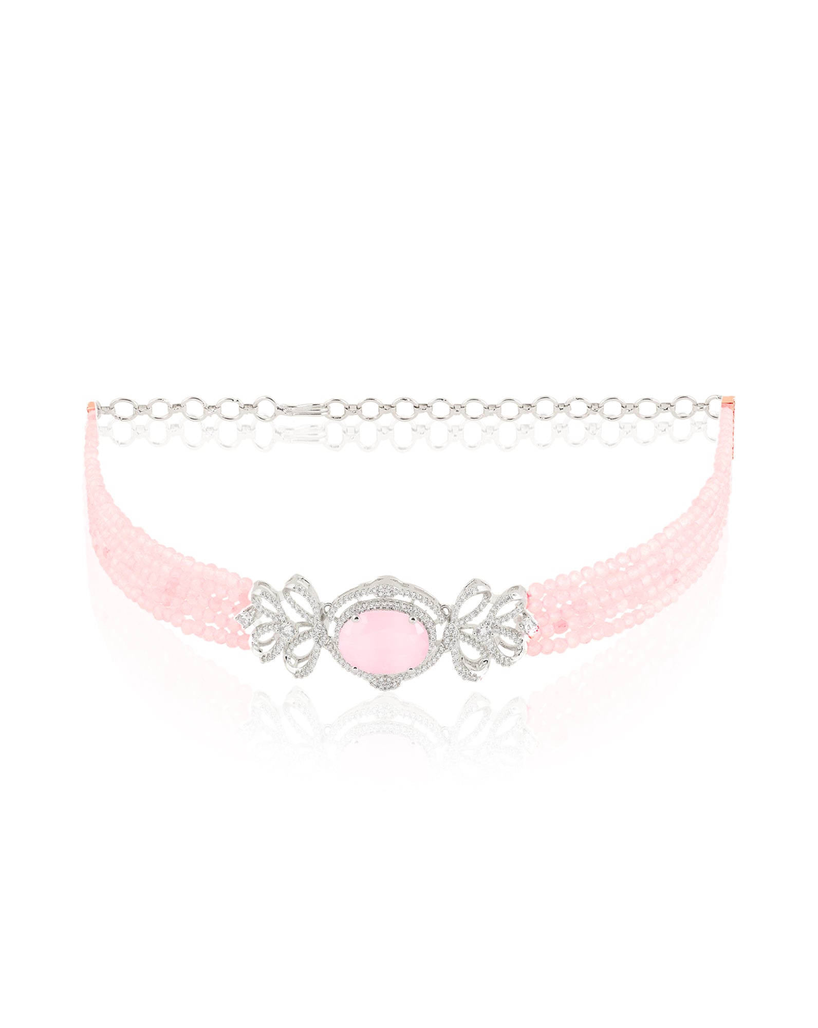 Pink Zircon Choker Necklace Set