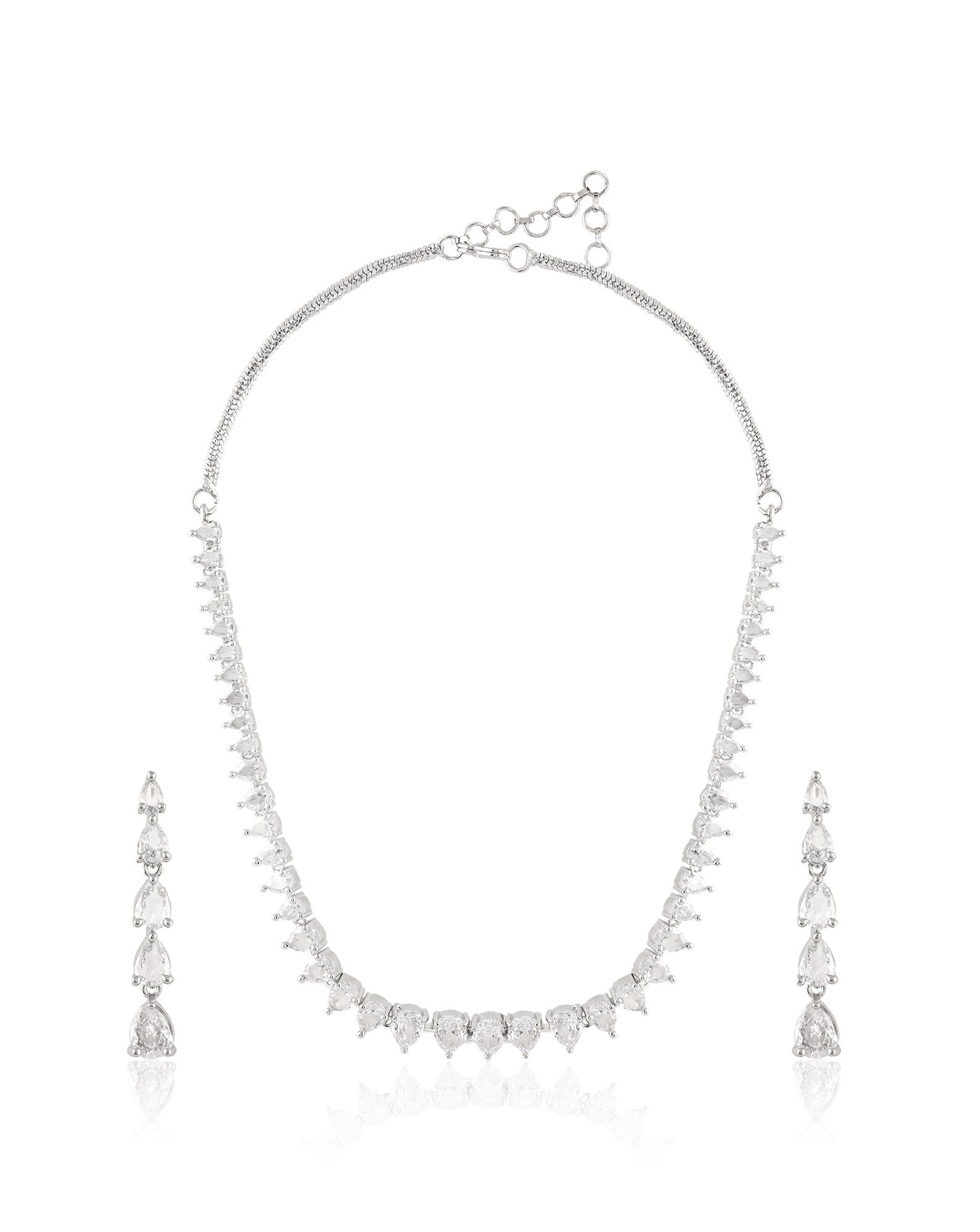Tennis Zircon Silver Necklace Set
