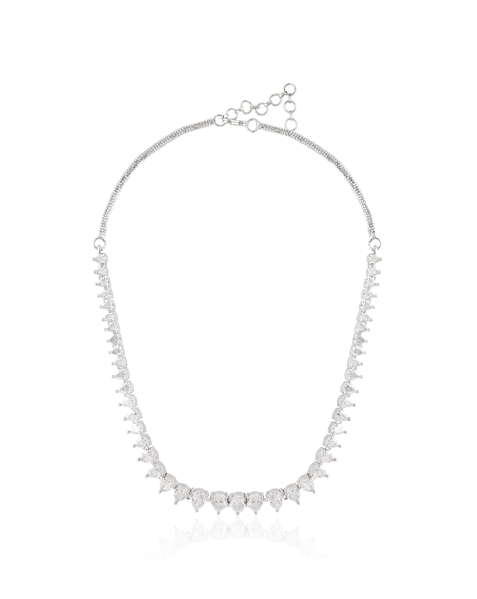 Tennis Zircon Silver Necklace Set