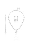 Floral Zircon Silver Necklace Set