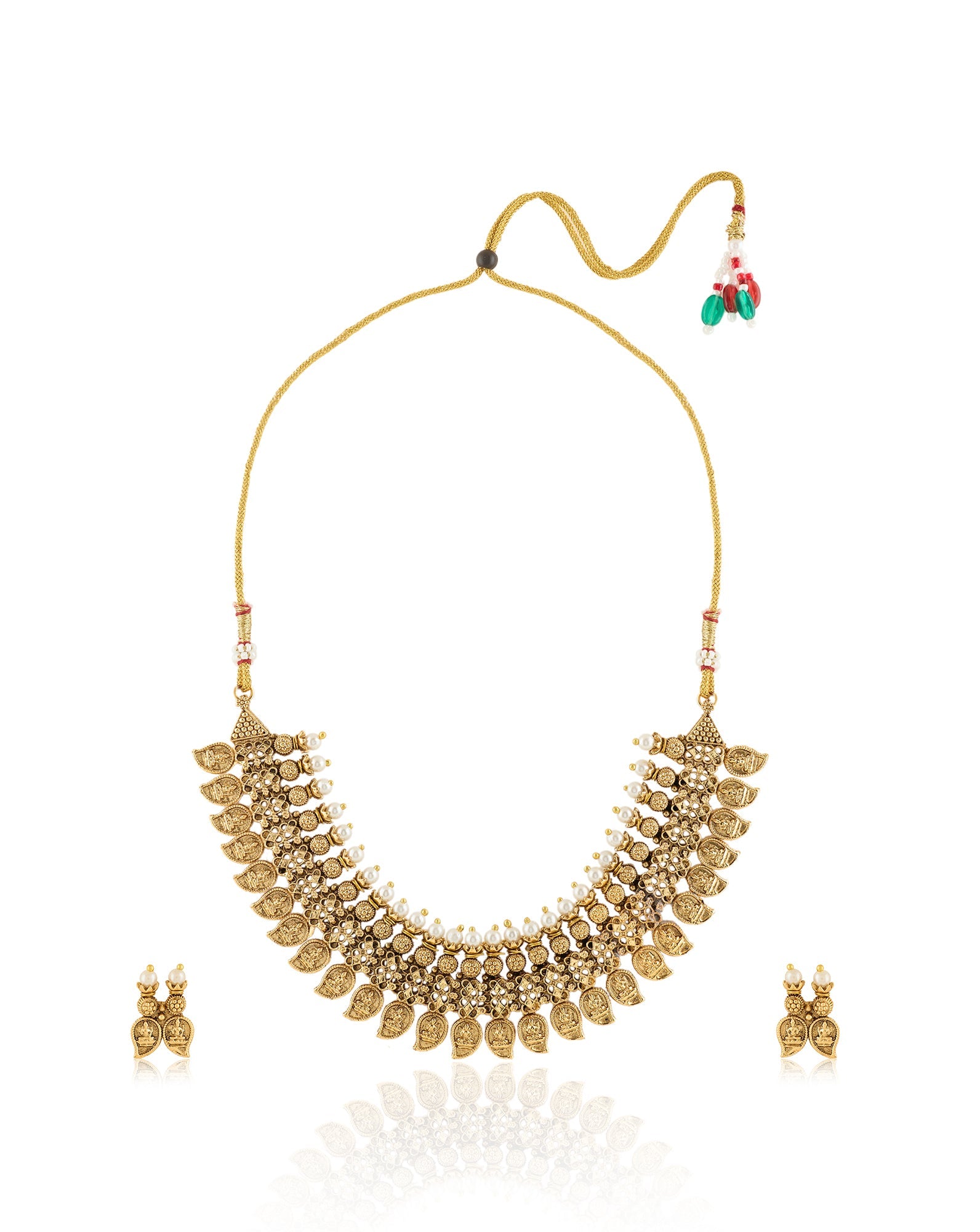 Pearl Temple Gold Necklace Set