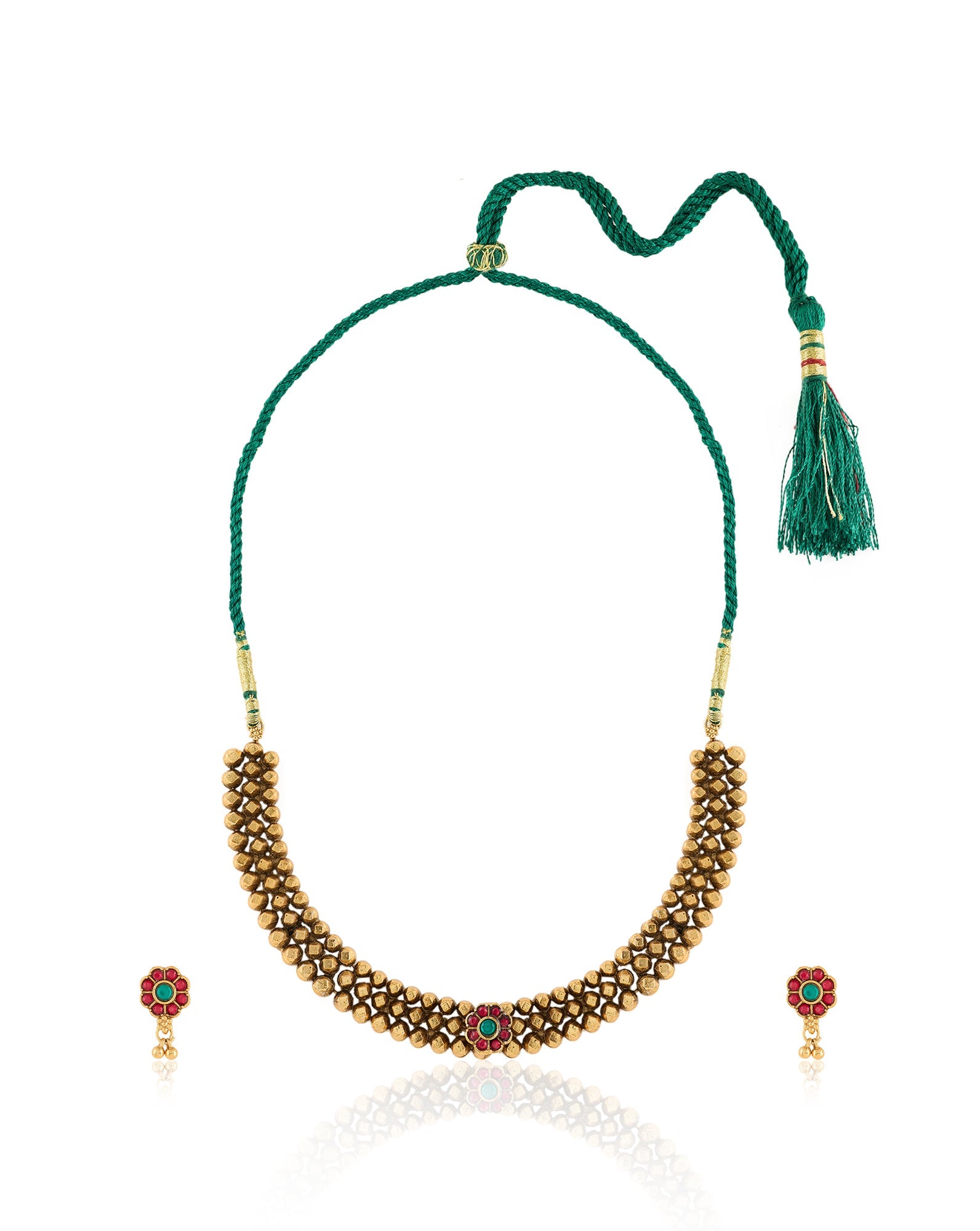 Ruby Temple Gold Traditional Necklace Set