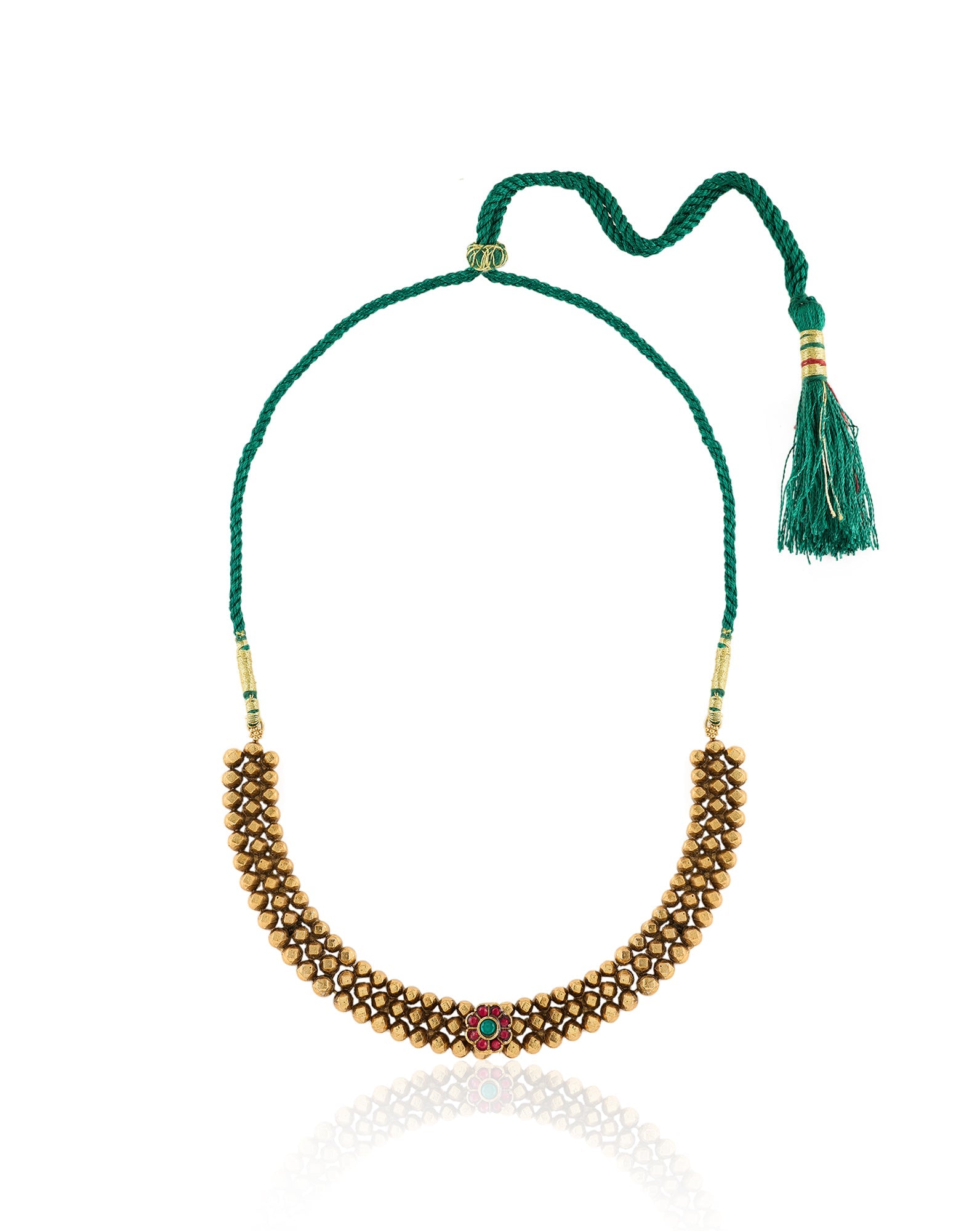 Ruby Temple Gold Traditional Necklace Set