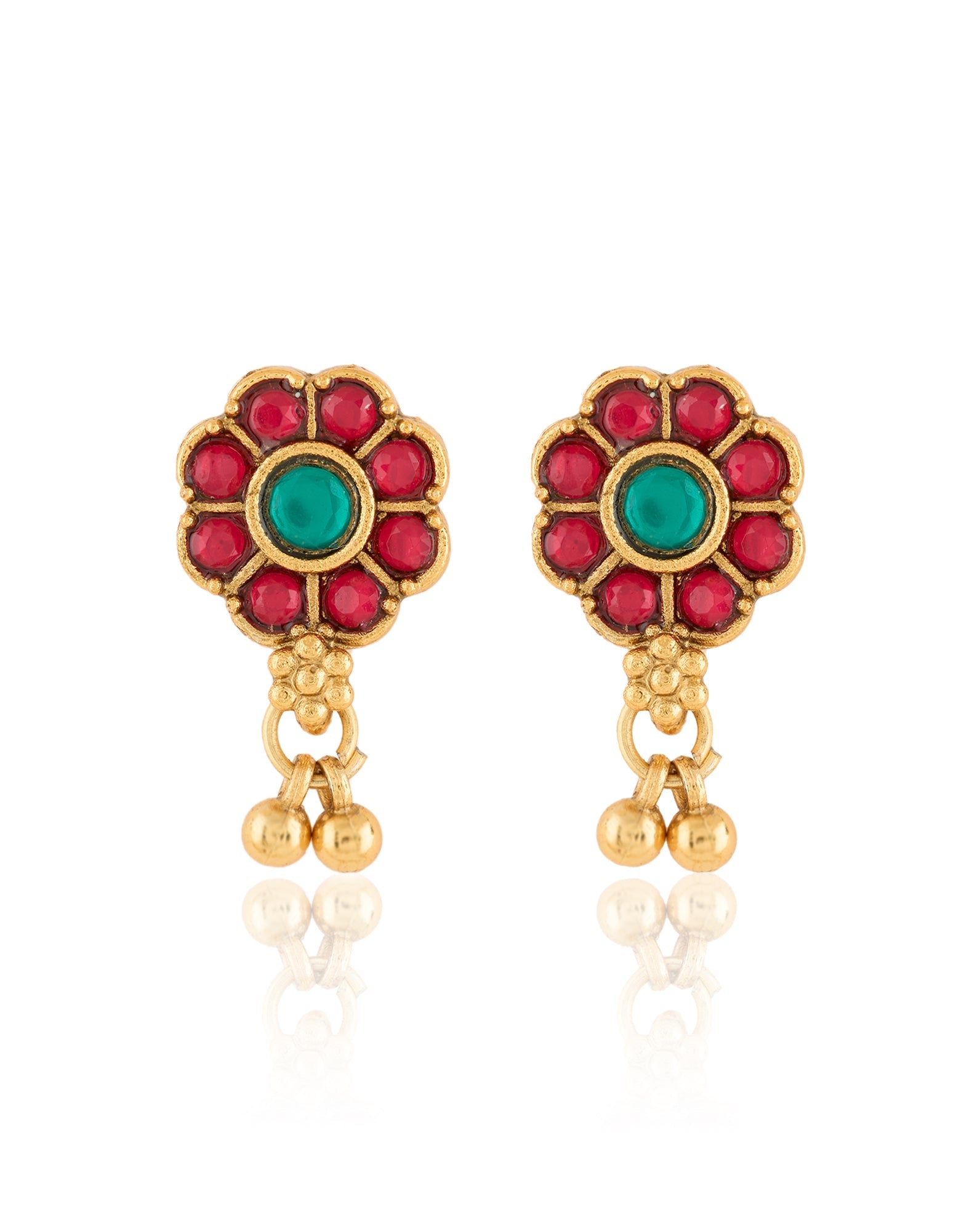 Ruby Temple Gold Traditional Necklace Set